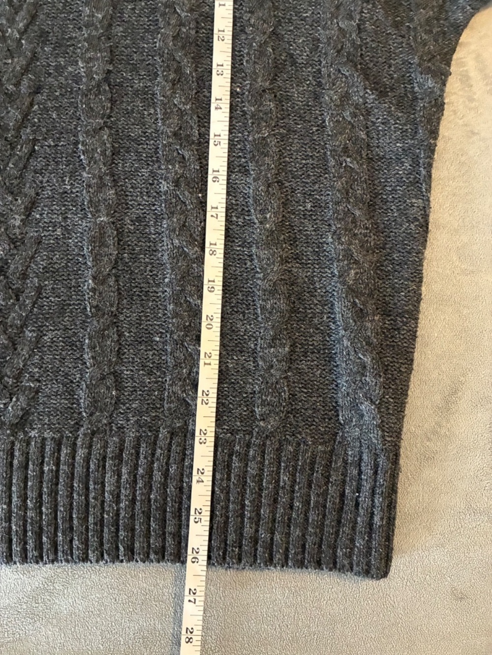 MASSIVE $10 SALE Women's Gray Cable Knit Cowl Neck 3/4 Open Sleeve Sweater - Picture 8 of 8